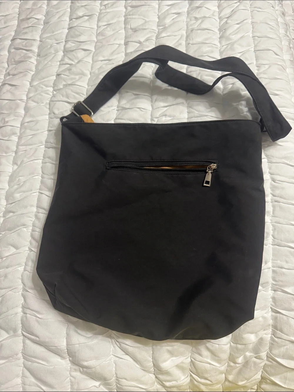 Black Crossbody Shoulder Bag with Front Zipper Pocket